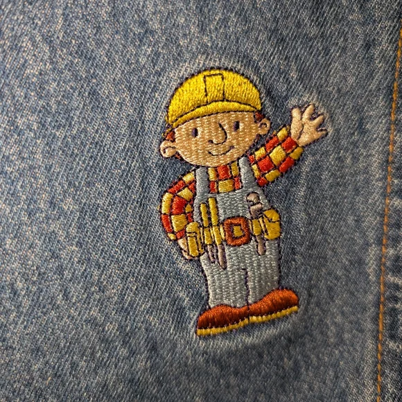 👷‍♂️ Vintage Bob The Builder Construction Themed Kids Blue Denim Overalls 3X 3T - Picture 3 of 6